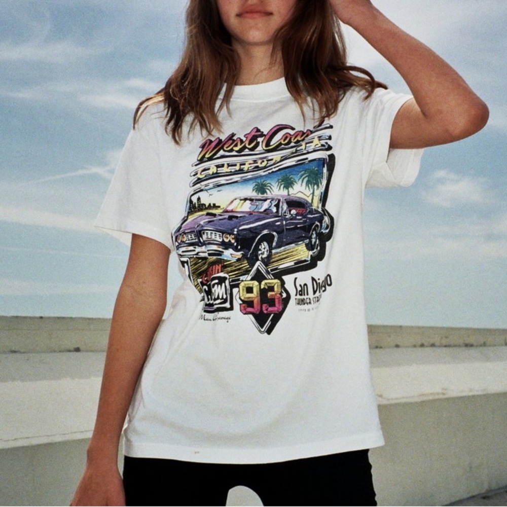 brandy melville West Coast Graphic T-Shirt - White